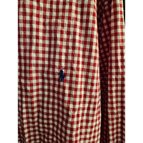 Ralph Lauren Mens Red Gingham Long Sleeve Button Up Shirt Polo Pony Logo Siz 3XB - Picture 3 of 5